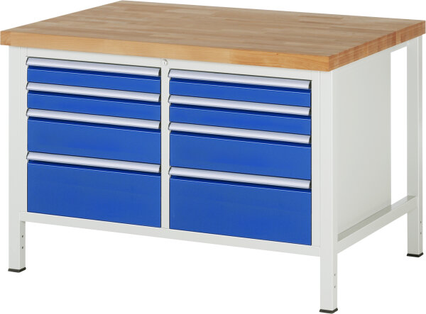 RAU Werkbank 8478A2, B1250xT900xH840mm, 8xSchublade-TA, 03-8478A2-129B4S.11