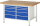 RAU Werkbank höhenverstellbar 8480A2, B1500xT900xH840-1040mm, 10xSchublade-TA, 03-8480A2-159B4H.11