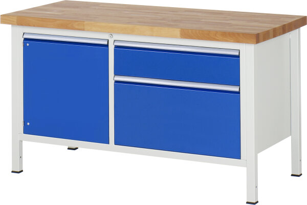 RAU Werkbank höhenverstellbar 8651A2, B1500xT700xH840-1040mm, 2xSchublade-TA, 1xTür, 03-8651A2-157B4H.11
