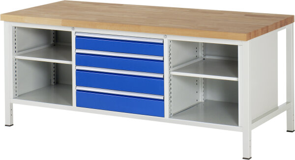 RAU Werkbank höhenverstellbar 8751A2, B2000xT900xH840-1040mm, 4xSchublade-TA, 03-8751A2-209B4H.11