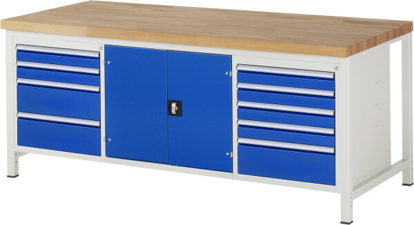 RAU Werkbank 8908A2, B2000xT900xH840mm, 9xSchublade-TA, 1xTür, 03-8908A2-209B4S.11