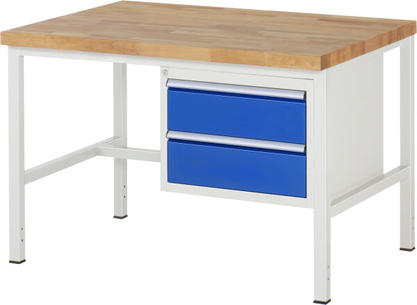 RAU Werkbank höhenverstellbar 8125A1, B1250xT900xH840-1040mm, 2xSchublade-VA, 13-8125A1-129B4H.11