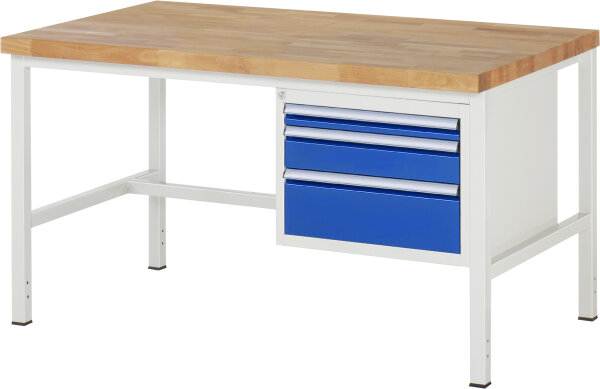 RAU Werkbank höhenverstellbar 8126A1, B1500xT900xH840-1040mm, 3xSchublade-VA, 13-8126A1-159B4H.11