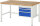 RAU Werkbank höhenverstellbar 8126A1, B1500xT900xH840-1040mm, 3xSchublade-VA, 13-8126A1-159B4H.11