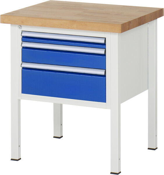 RAU Werkbank höhenverstellbar 8126A2, B750xT700xH840-1040mm, 3xSchublade-VA, 13-8126A2-077B4H.11