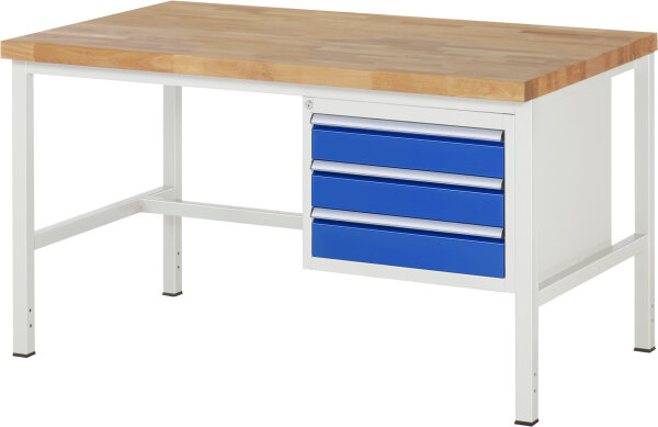 RAU Werkbank höhenverstellbar 8127A1, B1500xT900xH840-1040mm, 3xSchublade-VA, 13-8127A1-159B4H.11