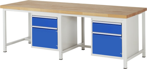 RAU Werkbank höhenverstellbar 8152A1, B2500xT900xH840-1040mm, 2xSchublade-VA, 2xTür, 13-8152A1-259B4H.11