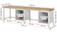 RAU Werkbank höhenverstellbar 8152A1, B3000xT700xH840-1040mm, 2xSchublade-VA, 2xTür, 13-8152A1-307B4H.11