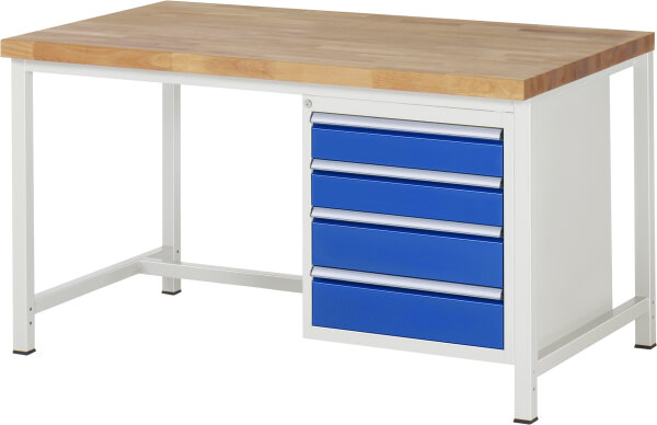 RAU Werkbank höhenverstellbar 8162A1, B1500xT900xH840-1040mm, 4xSchublade-VA, 13-8162A1-159B4H.11