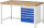 RAU Werkbank höhenverstellbar 8168A1, B1500xT900xH840-1040mm, 5xSchublade-VA, 13-8168A1-159B4H.11