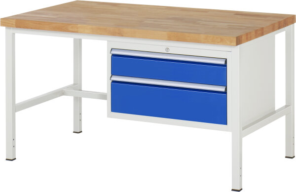 RAU Werkbank höhenverstellbar 8223A1, B1500xT900xH840-1040mm, 2xSchublade-VA, 13-8223A1-159B4H.11