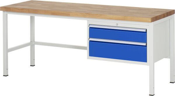 RAU Werkbank höhenverstellbar 8223A1, B2000xT700xH840-1040mm, 2xSchublade-VA, 13-8223A1-207B4H.11