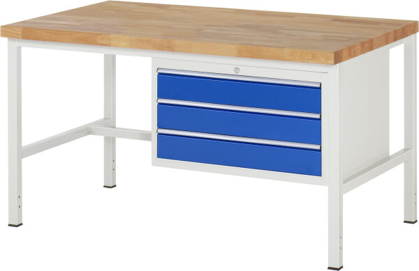RAU Werkbank höhenverstellbar 8227A1, B1500xT900xH840-1040mm, 3xSchublade-VA, 13-8227A1-159B4H.11