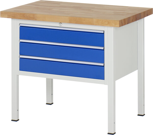 RAU Werkbank höhenverstellbar 8227A2, B1000xT700xH840-1040mm, 3xSchublade-VA, 13-8227A2-107B4H.11