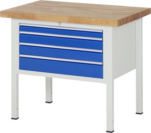 RAU Werkbank höhenverstellbar 8232A2, B1000xT700xH840-1040mm, 4xSchublade-VA, 13-8232A2-107B4H.11