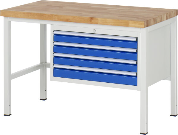 RAU Werkbank höhenverstellbar 8233A1, B1250xT700xH840-1040mm, 4xSchublade-VA, 13-8233A1-127B4H.11