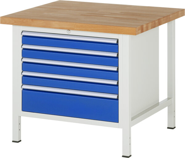 RAU Werkbank höhenverstellbar 8268A2, B1000xT900xH840-1040mm, 5xSchublade-VA, 13-8268A2-109B4H.11