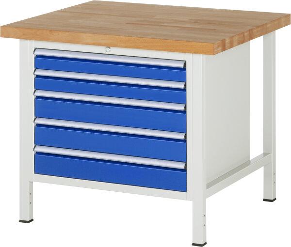 RAU Werkbank höhenverstellbar 8271A2, B1000xT900xH840-1040mm, 5xSchublade-VA, 13-8271A2-109B4H.11