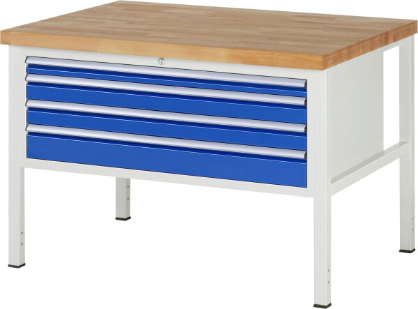 RAU Werkbank höhenverstellbar 8332A2, B1250xT900xH840-1040mm, 3xSchublade-VA, 13-8332A2-129B4H.11