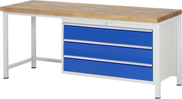 RAU Werkbank höhenverstellbar 8357A1, B2000xT700xH840-1040mm, 3xSchublade-VA, 13-8357A1-207B4H.11