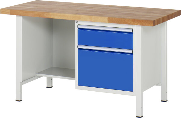 RAU Werkbank höhenverstellbar 8451A2, B1500xT700xH840-1040mm, 2xSchublade-VA, 13-8451A2-157B4H.11