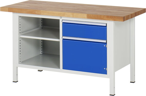 RAU Werkbank höhenverstellbar 8461A2, B1500xT700xH840-1040mm, 1xSchublade-VA, 1xTür, 13-8461A2-157B4H.11