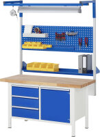 RAU Werkbank höhenverstellbar 8466A2, B1500xT900xH840-1040mm, 2xSchublade-VA, 2xTüren, 13-8466A2-159B4H.11