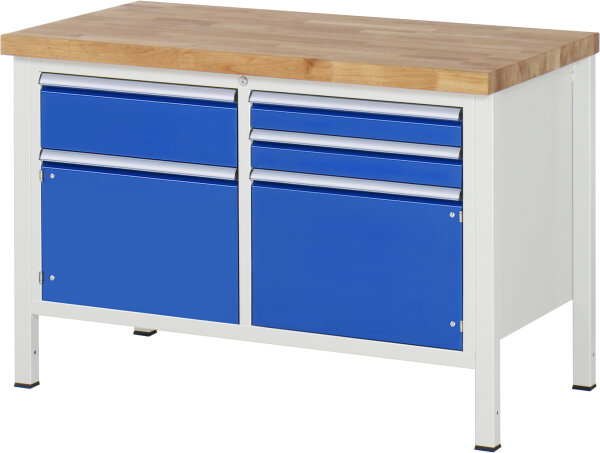 RAU Werkbank höhenverstellbar 8467A2, B1250xT700xH840-1040mm, 3xSchublade-VA, 2xTür, 13-8467A2-127B4H.11