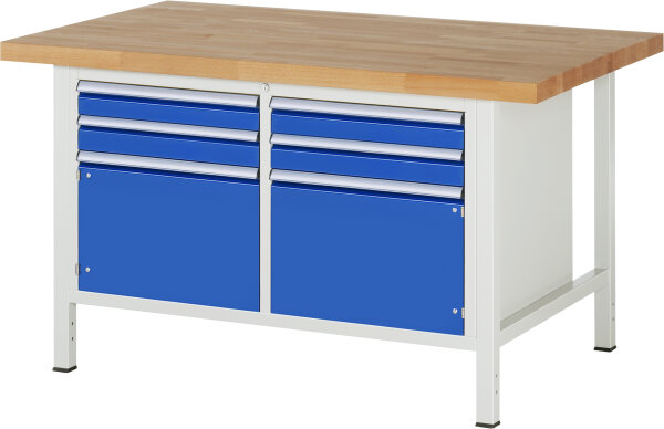 RAU Werkbank höhenverstellbar 8469A2, B1500xT900xH840-1040mm, 4xSchublade-VA, 2xTür, 13-8469A2-159B4H.11