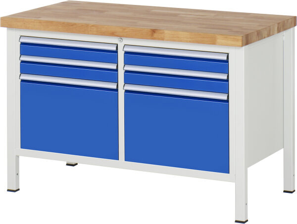 RAU Werkbank höhenverstellbar 8474A2, B1250xT700xH840-1040mm, 6xSchublade-VA, 13-8474A2-127B4H.11