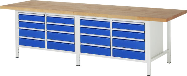 RAU Werkbank 8477A2, B3000xT900xH840mm, 16xSchublade-VA, 13-8477A2-309B4S.11