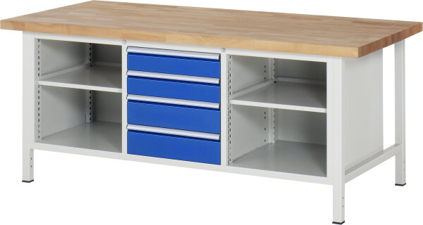 RAU Werkbank höhenverstellbar 8566A2, B2000xT900xH840-1040mm, 4xSchublade-VA, 13-8566A2-209B4H.11