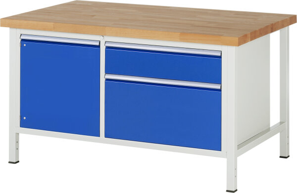 RAU Werkbank höhenverstellbar 8651A2, B1500xT900xH840-1040mm, 2xSchublade-VA, 1xTür, 13-8651A2-159B4H.11