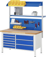 RAU Werkbank höhenverstellbar 8651A2, B1500xT900xH840-1040mm, 2xSchublade-VA, 1xTür, 13-8651A2-159B4H.11