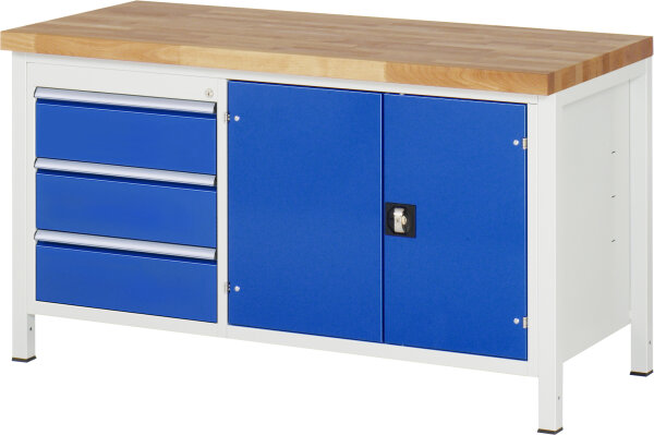 RAU Werkbank 8904A2, B1500xT700xH840mm, 3xSchublade-VA, 1xTür, 13-8904A2-157B4S.11