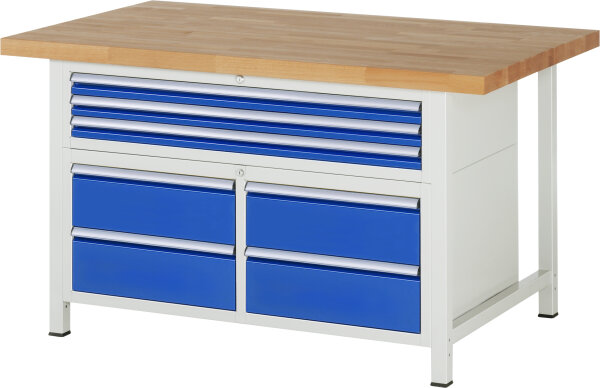 RAU Werkbank höhenverstellbar 8924A2, B1500xT900xH840-1040mm, 8xSchublade-VA, 13-8924A2-159B4H.11