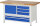 RAU Werkbank höhenverstellbar 8932A2, B1500xT700xH840-1040mm, 5xSchublade-VA, 1xTür, 13-8932A2-157B4H.11