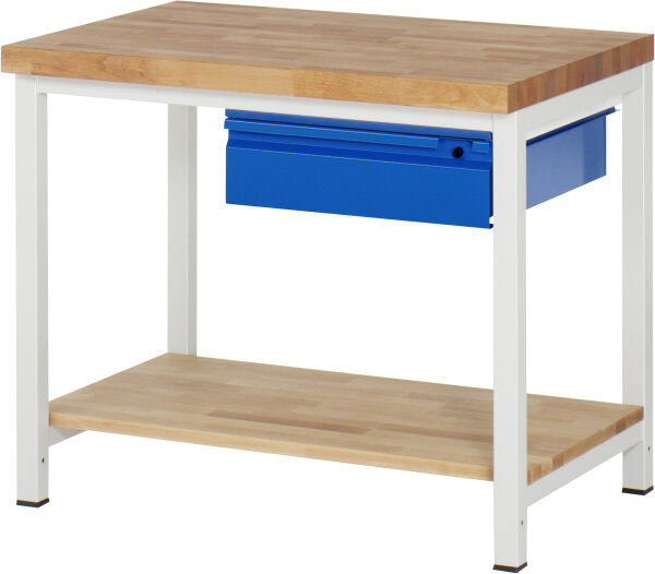 RAU Werkbank 8001I7, B1000xT700xH840mm, Ablageboden Buche, 1xSchublade-TA, 03-8001I7-107R4S.11