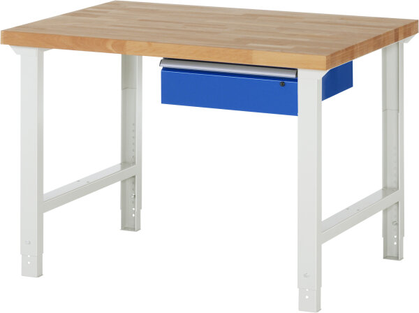 RAU Werkbank höhenverstellbar 7001A1, B1250xT900xH790-1140mm, 1xSchublade-TA, 03-7001A1-129B4H.11