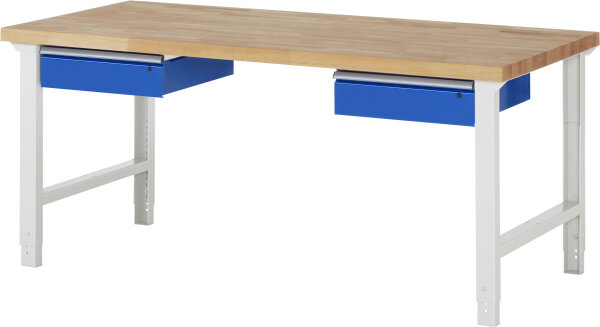 RAU Werkbank höhenverstellbar 7002A1, B2000xT900xH790-1140mm, 2xSchublade-TA, 03-7002A1-209B4H.11