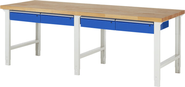 RAU Werkbank höhenverstellbar 7002A1, B2500xT900xH790-1140mm, 4xSchublade-TA, 03-7002A1-259B4H.11