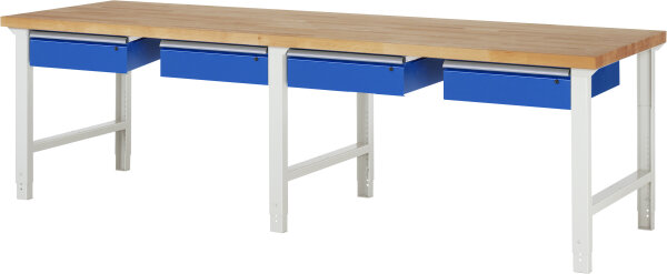 RAU Werkbank höhenverstellbar 7002A1, B3000xT900xH790-1140mm, 4xSchublade-TA, 03-7002A1-309B4H.11