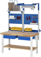 RAU Werkbank höhenverstellbar 7002A7, B1500xT700xH790-1140mm, 2xSchublade-TA, 03-7002A7-157B4H.11