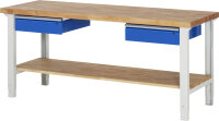 RAU Werkbank höhenverstellbar 7002A7, B2000xT700xH790-1140mm, 2xSchublade-TA, 03-7002A7-207B4H.11