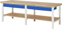 RAU Werkbank höhenverstellbar 7002A7, B2500xT900xH790-1140mm, 4xSchublade-TA, 03-7002A7-259B4H.11