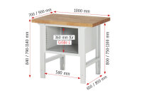 RAU Werkbank höhenverstellbar 7125A1, B1000xT900xH790-1140mm, 2xSchublade-TA, 03-7125A1-109B4H.11