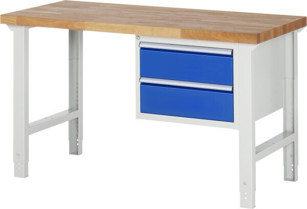 RAU Werkbank höhenverstellbar 7125A1, B1500xT700xH790-1140mm, 2xSchublade-TA, 03-7125A1-157B4H.11