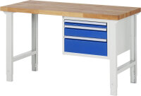 RAU Werkbank höhenverstellbar 7126A1, B1500xT700xH790-1140mm, 3xSchublade-TA, 03-7126A1-157B4H.11