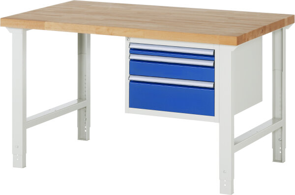 RAU Werkbank höhenverstellbar 7126A1, B1500xT900xH790-1140mm, 3xSchublade-TA, 03-7126A1-159B4H.11