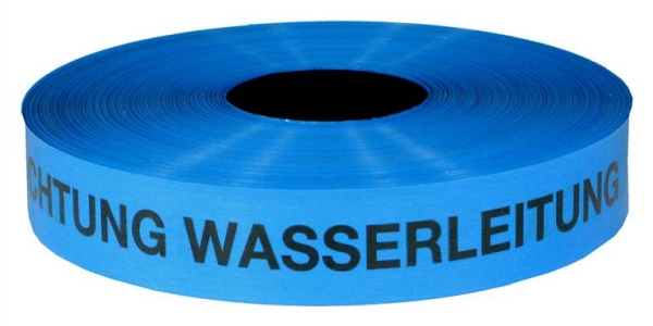 KELMAPLAST Trassenwarnband Nr. 10 blau L: 250 m Aufschrift schwarz: -ACHTUNG WASSERLEITUNG- blau